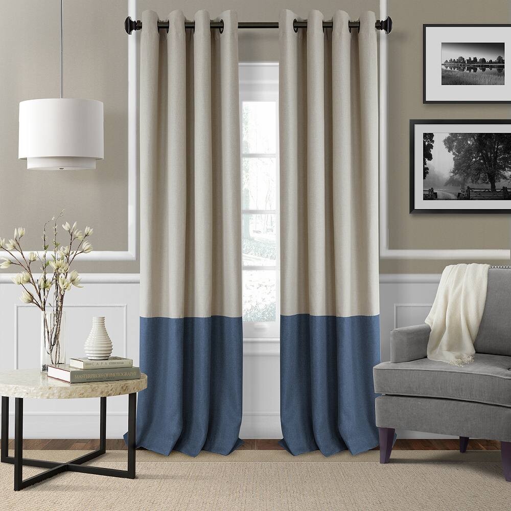 

Elrene Home Fashions Braiden затемняющая оконная занавеска с цветными блоками, темно-синий