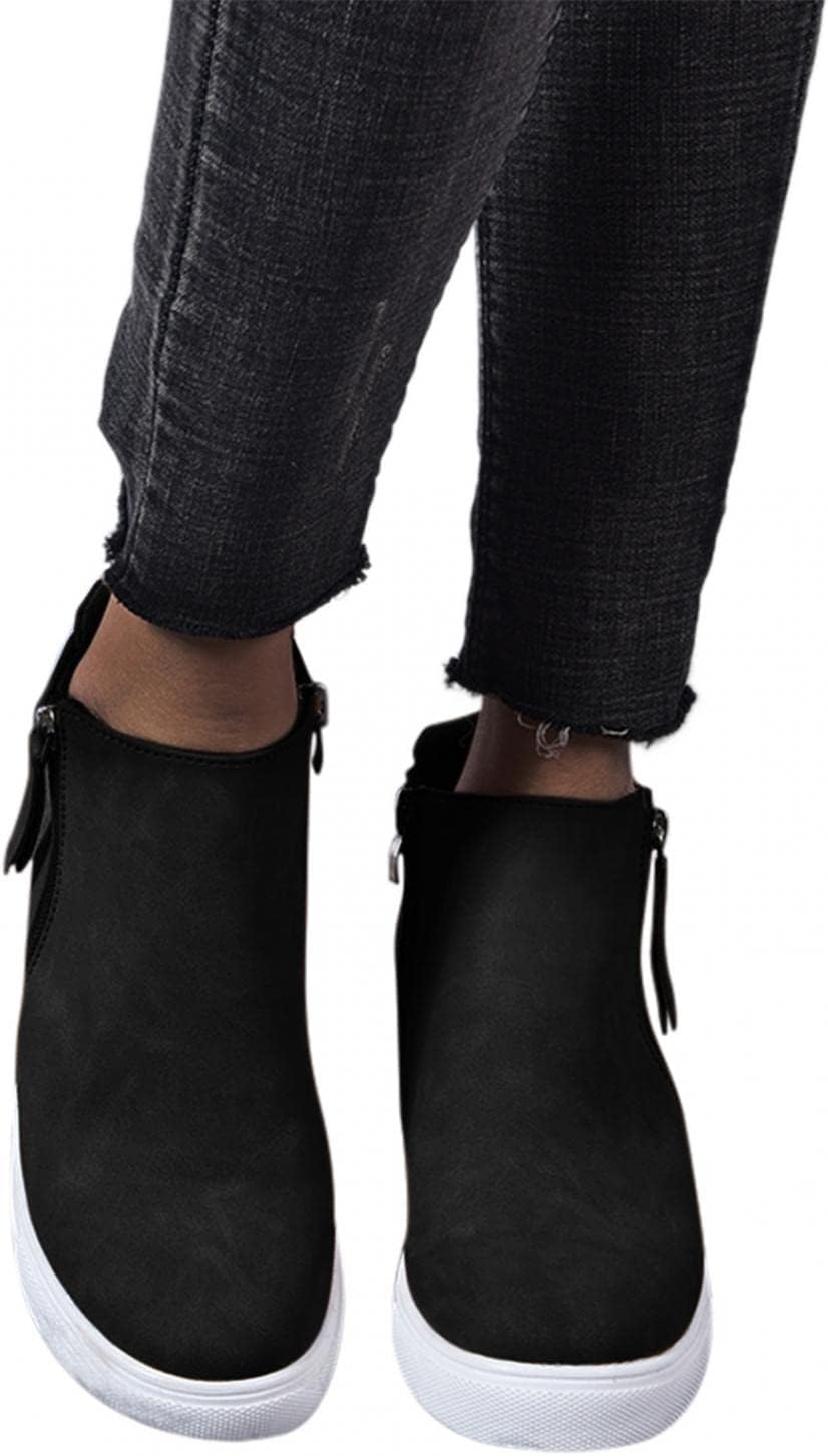 Женские платформенные ботинки Hbeylia Wedge, модные повседневные кожаные с округлым носком, на массивной подошве с высокими каблуками, ботильоны с боковой молнией, высокие модные кроссовки, короткие платьевые ботинки для рождественского декора,... — фото 2