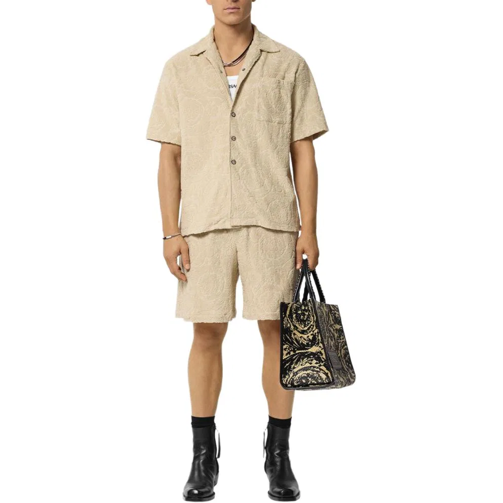Шорты Barocco жаккардовые VERSACE светло-бежевые — фото 3