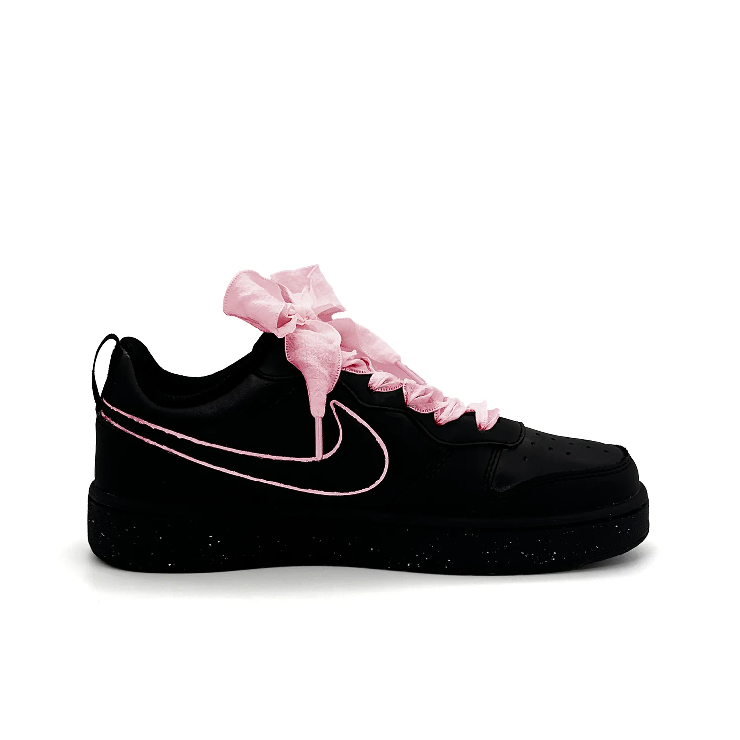 Nike Court Borough Pink Ink Teal Leather Slip Resistant Low top Kids' Skateboarding Shoes Black Pink Teenagers — фото 3