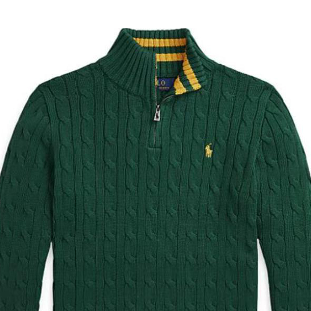 Polo Ralph Lauren Фирменная водолазка с вышитым логотипом, однотонная, с длинными рукавами, зеленая, детская — фото 4