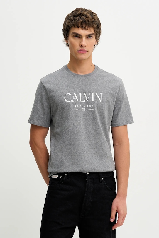 

Хлопковая футболка Calvin Klein, серый