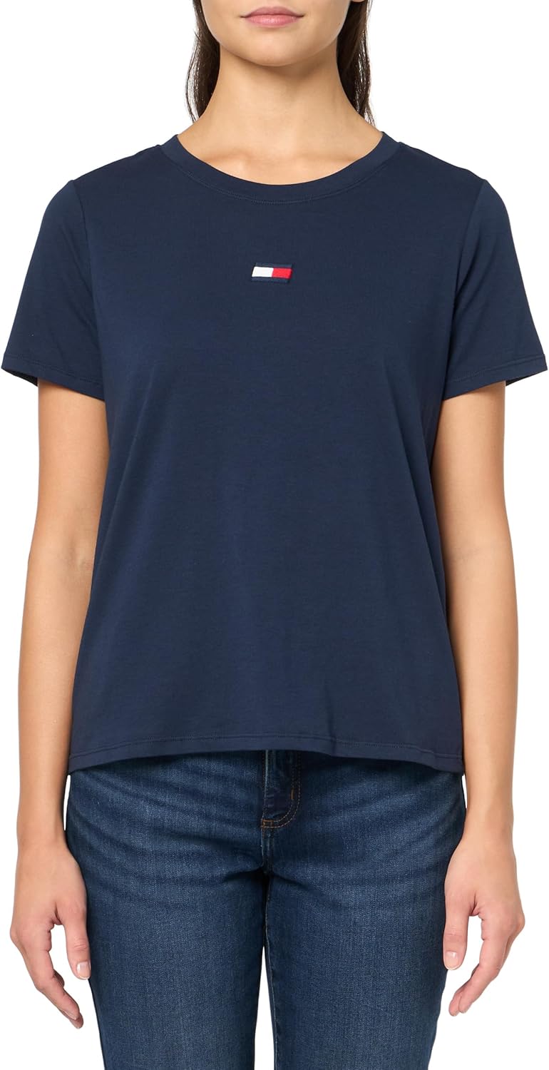 

Женская футболка с коротким рукавом и вышитым логотипом Tommy Hilfiger, Navy, Синий, Женская футболка с коротким рукавом и вышитым логотипом Tommy Hilfiger, Navy