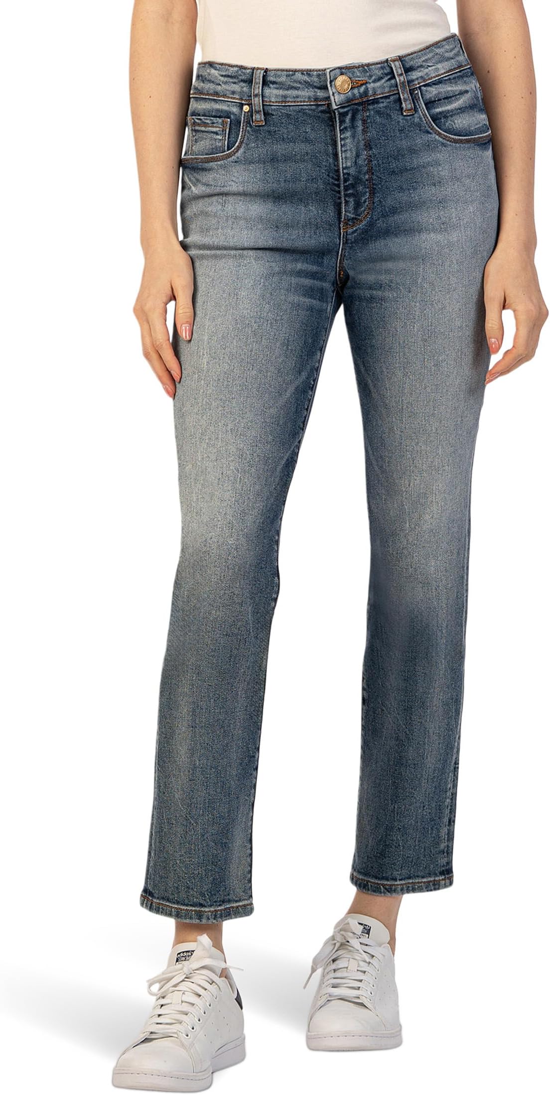 

Джинсы KUT from the Kloth Reese High-Rise Fab Ab Ankle Straight Regular Hem In Taught, цвет Taught