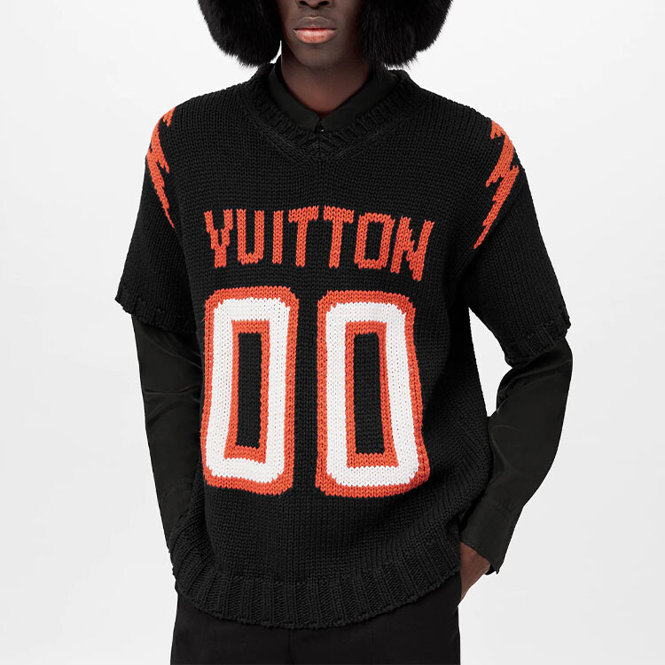 Футболка мужская Louis Vuitton Chunky Intarsia Football, черный — фото 4
