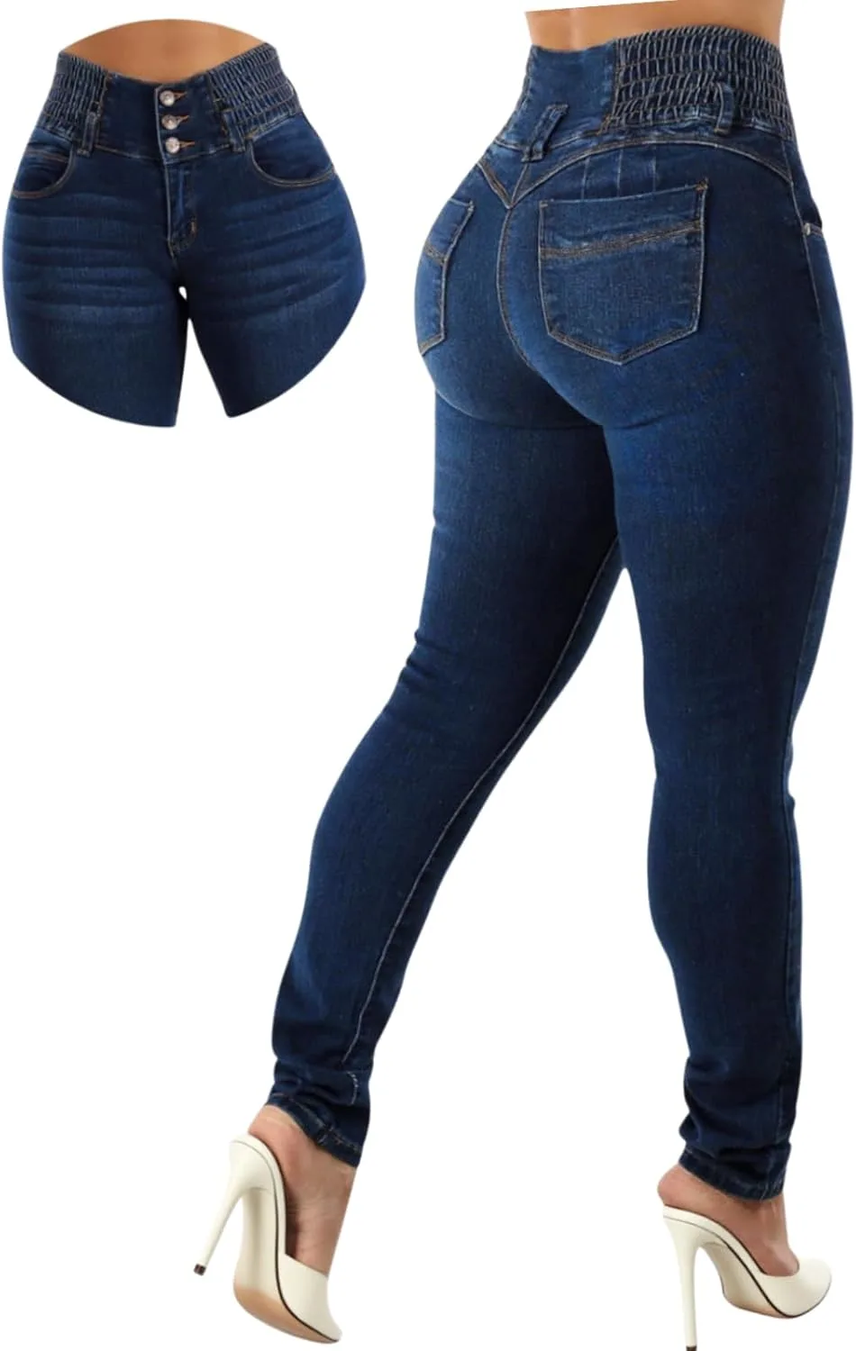 

Джинсы с эффектом подтяжки ягодиц, High Elastic Waist, Skinny, Tummy Control, Colombian Style Bibabiba