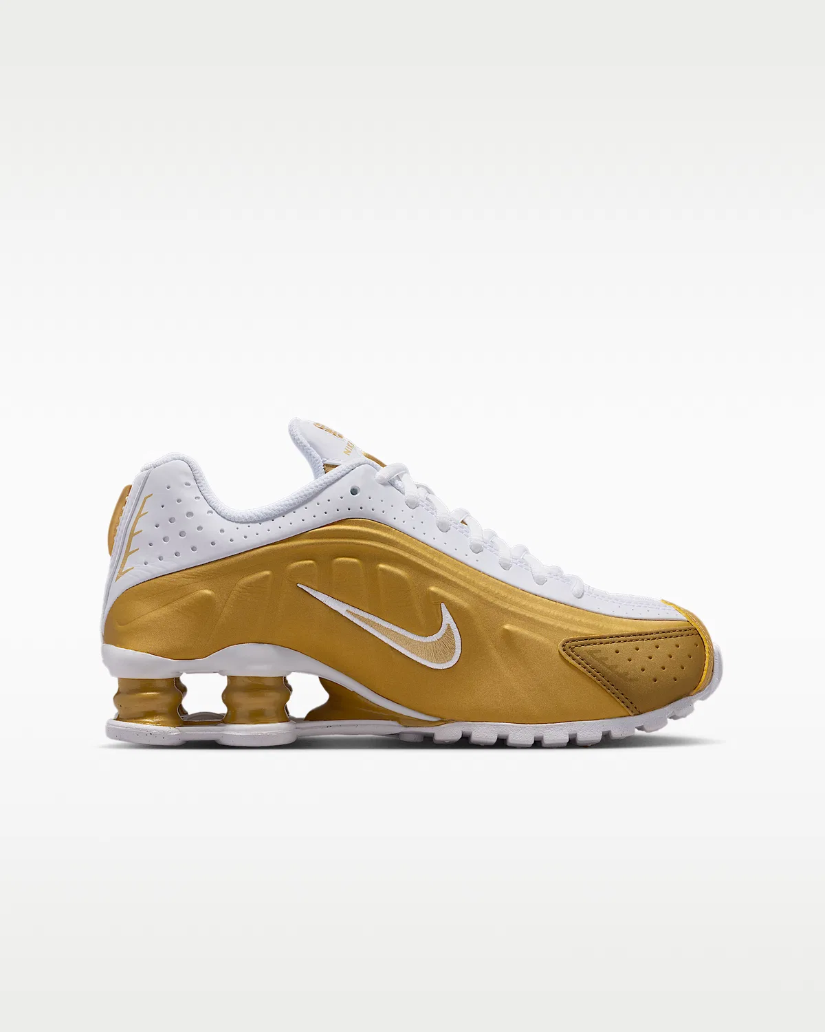 Детские кроссовки Nike Shox R4, Metallic Gold/White/Metallic Gold — фото 3