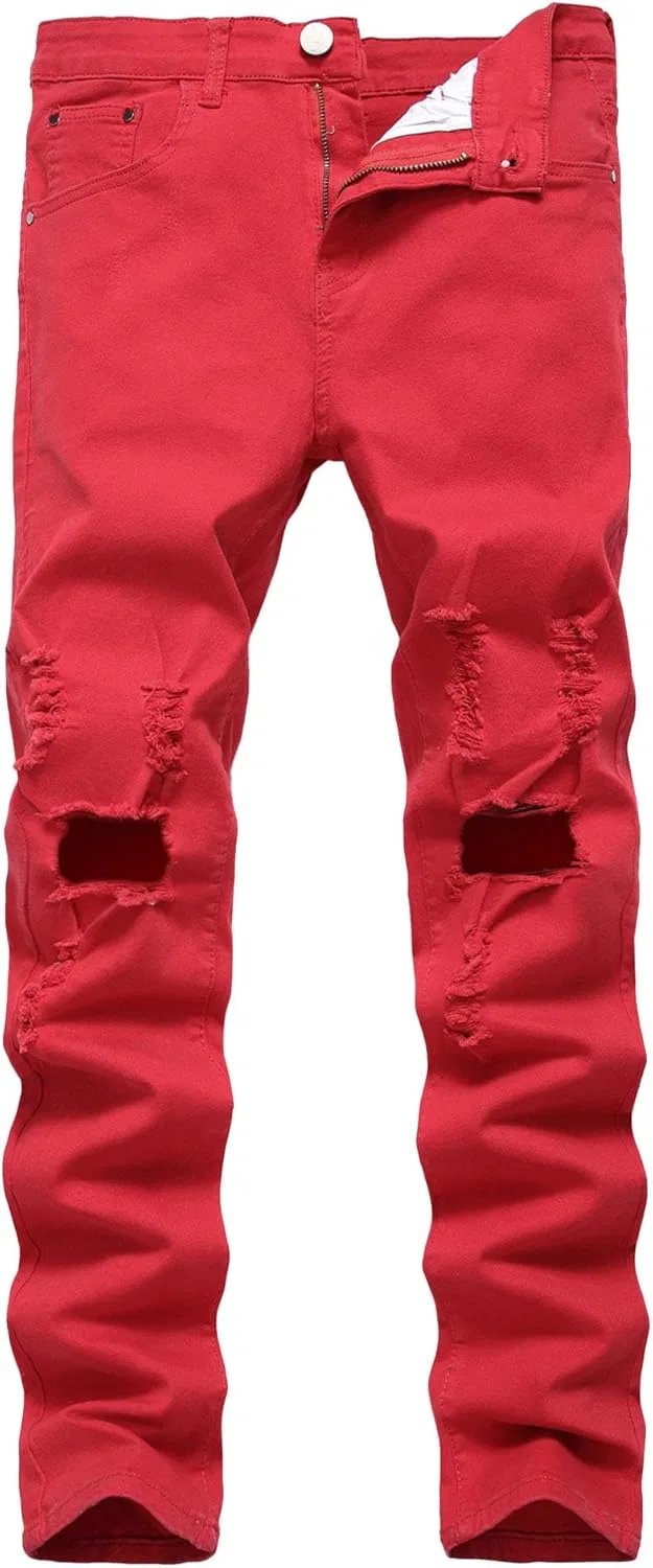 Джинсы прямого кроя, рваные, Color 11