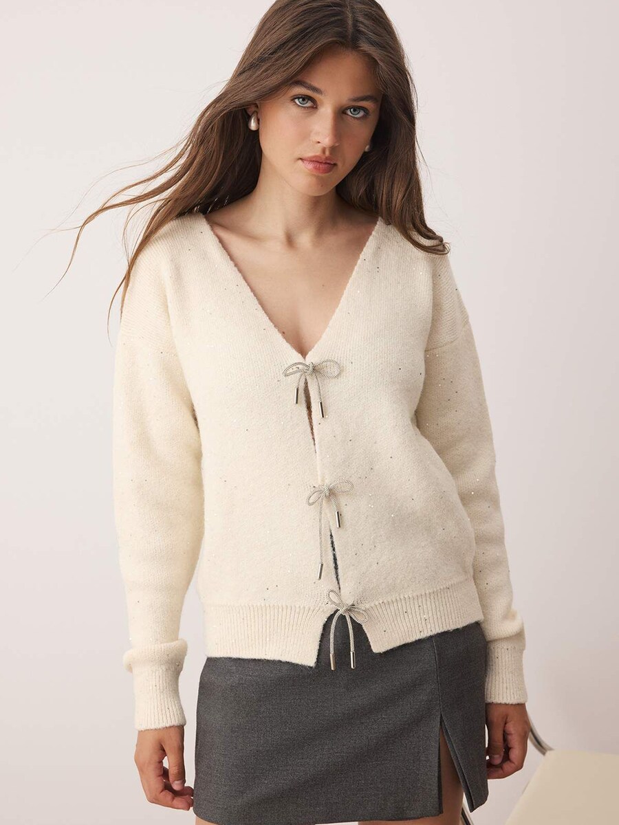 

Вязаный кардиган Trendyol, Ecru