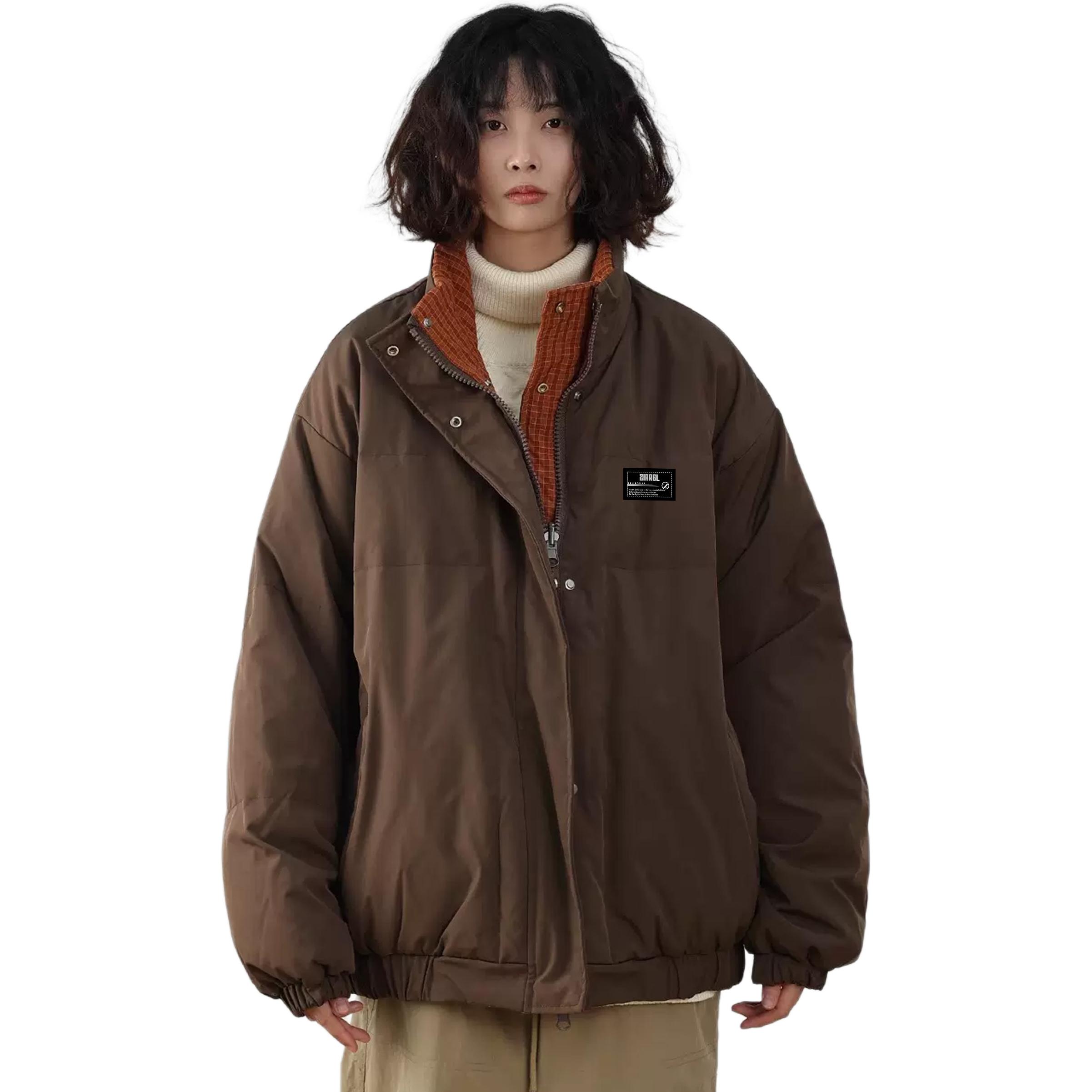 

ZIAREL Пуховик унисекс brown reversible [съемный логотип] стойка утолщенный