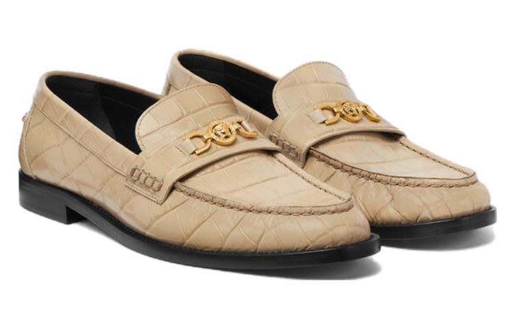 Medusa '95 Loafers с тиснением под крокодила VERSACE, светло коричневый — фото 4