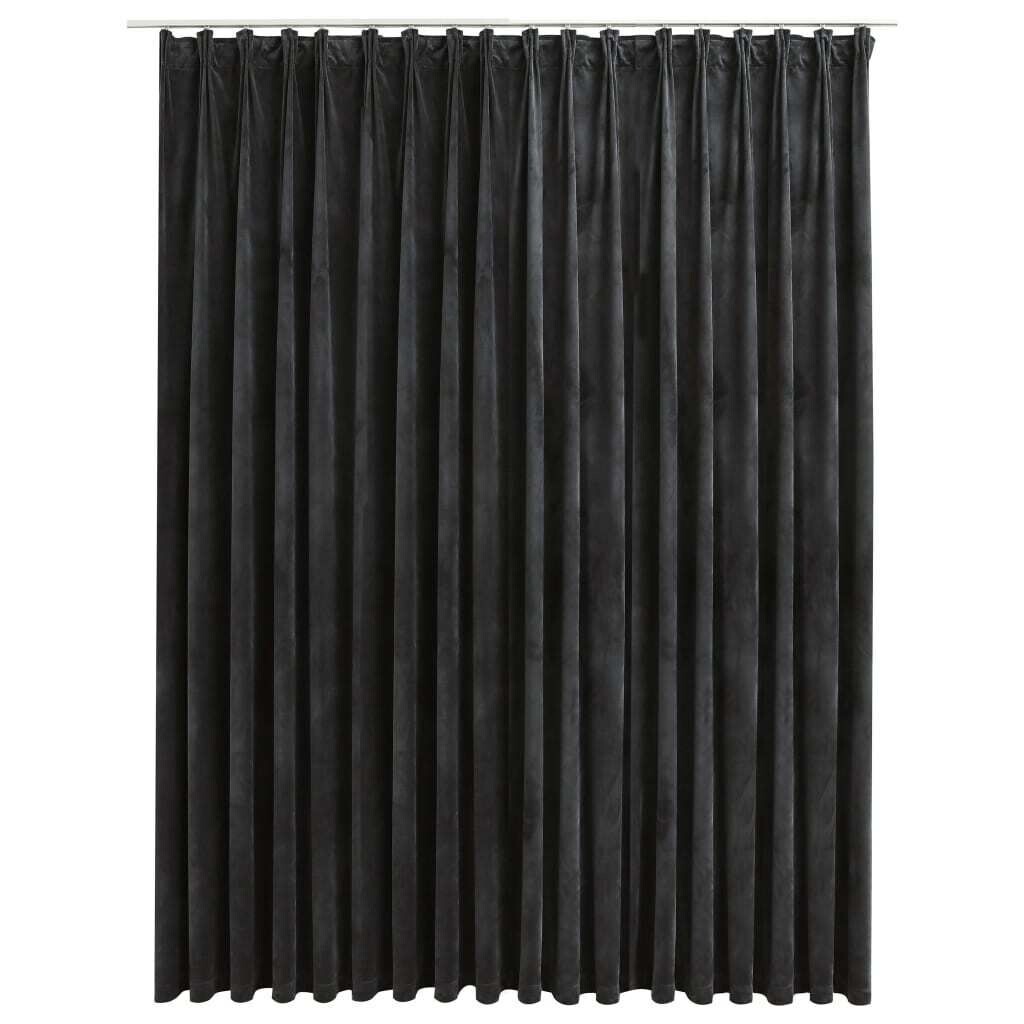 

Плотная штора vidaXL с крючками бархат антрацит 290 x 245 см, серый