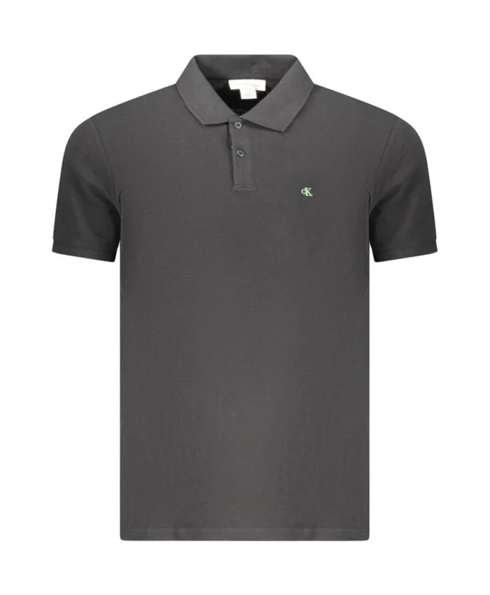 

Хлопковая рубашка-поло с вышитым логотипом. Calvin Klein, черный