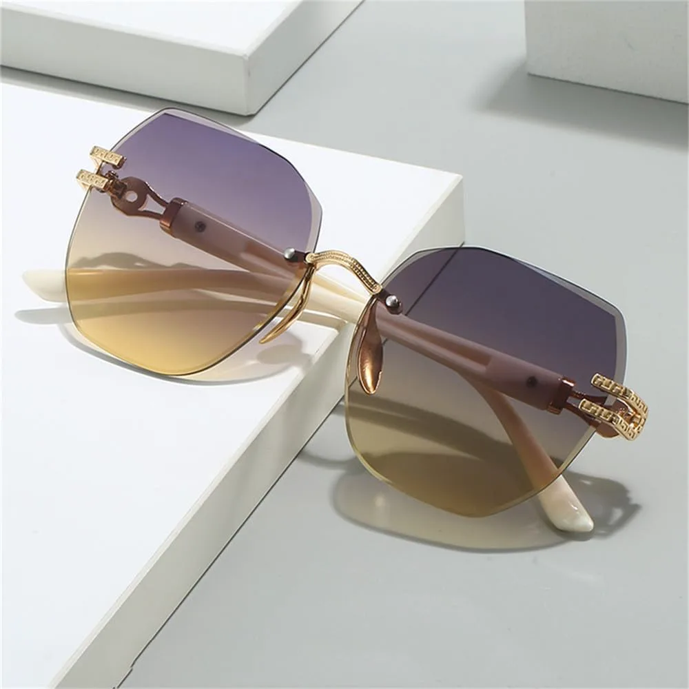 

Женские солнцезащитные очки без оправы, овальная большая оправа, солнцезащитные очки для улицы, пляжа, вечеринок, защита от ультрафиолета UV400 HCPIHF, 1