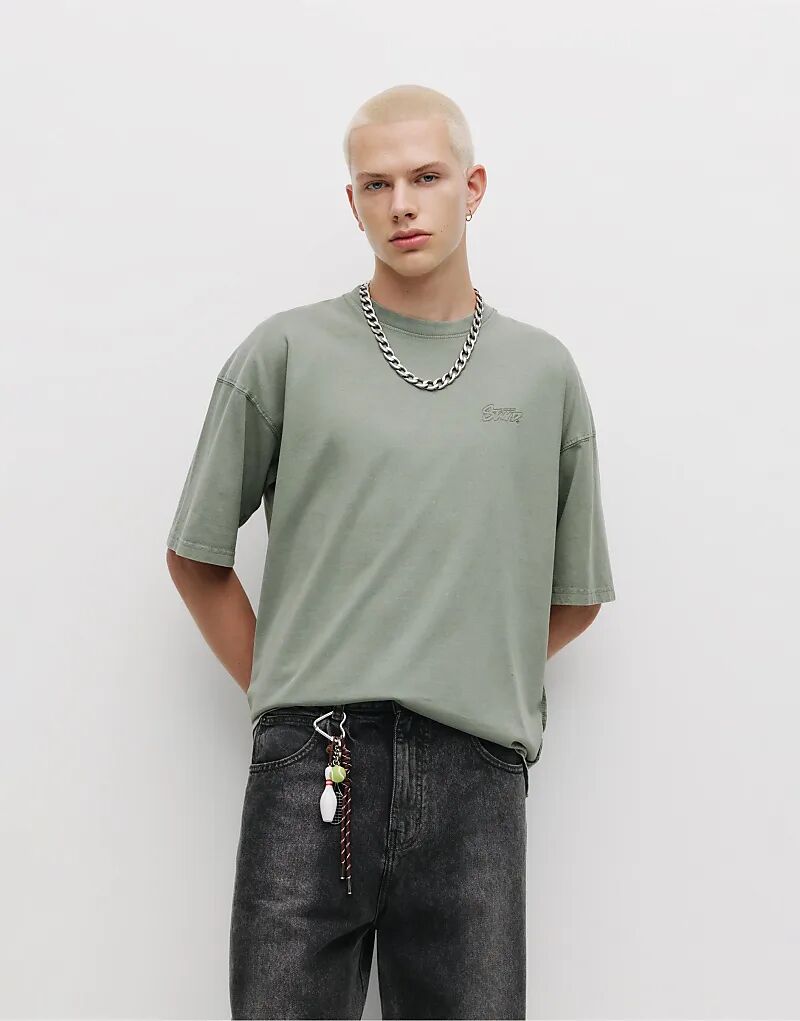 

Футболка Pull&Bear Faded stwd зеленого цвета