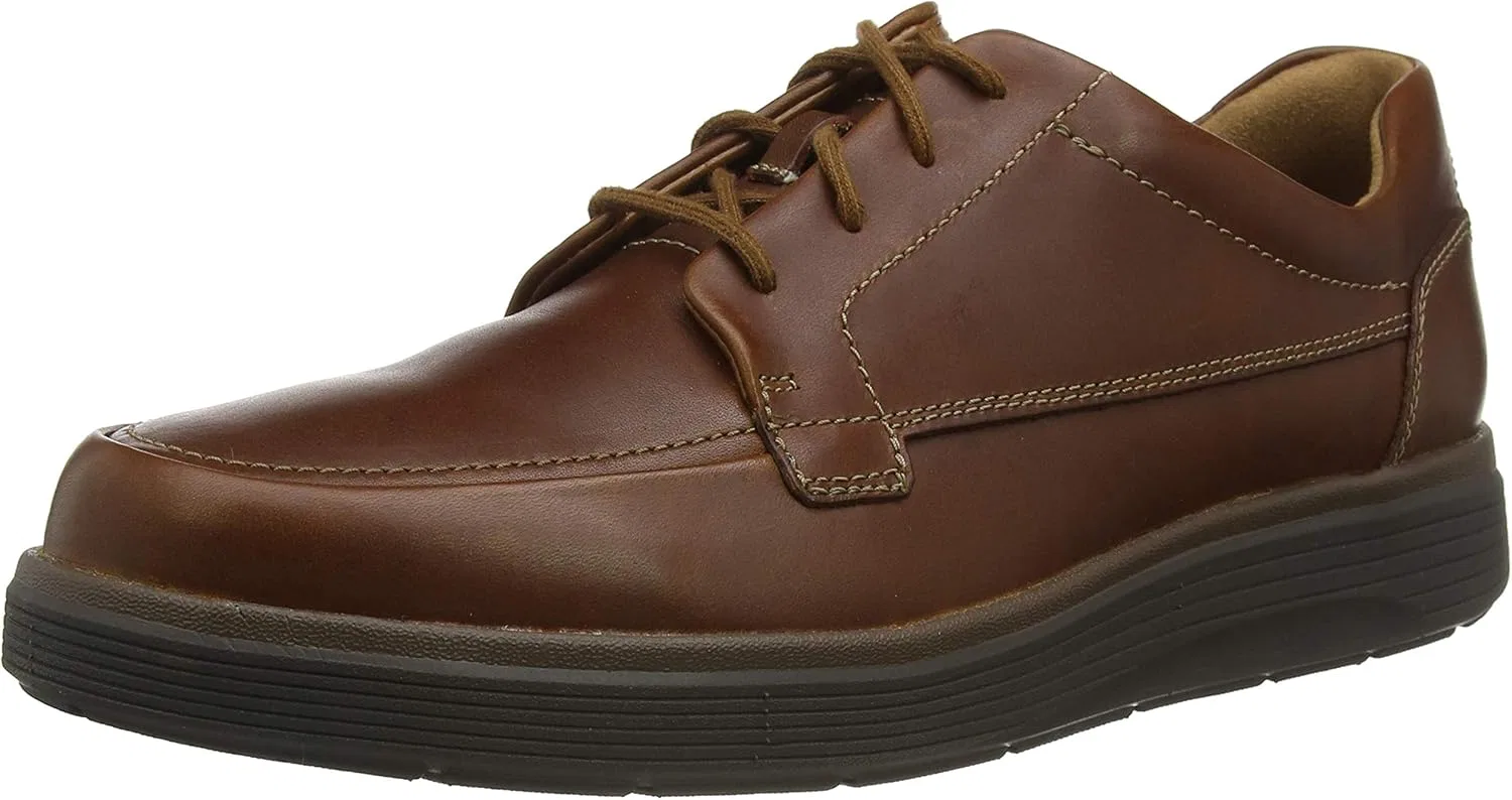 Clarks UN-Wohnstätte Lightness Мужские повседневные кожаные туфли на шнуровке, Dark Brown Leather 1