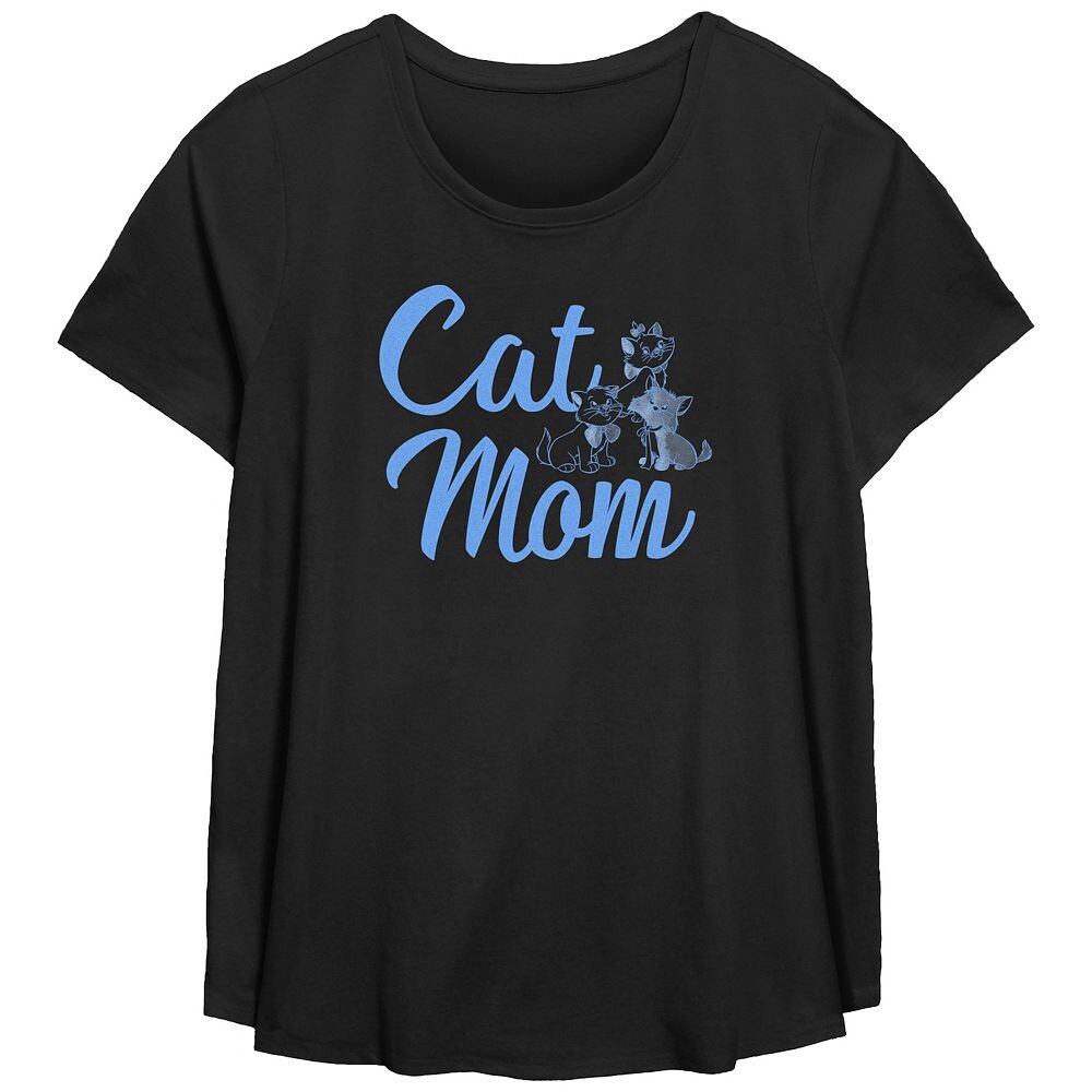 

Футболка Disney's The Aristocats Plus Size Cat Mom с овальным краем и струящимся рисунком Licensed Character, черный