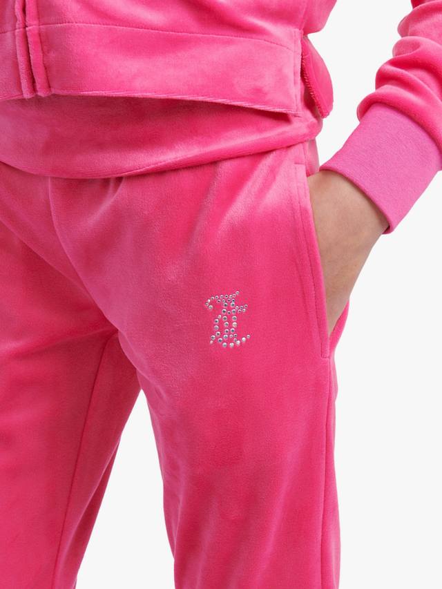 Детские велюровые джоггеры с отворотом Juicy Couture, Fuchsia Purple — фото 4