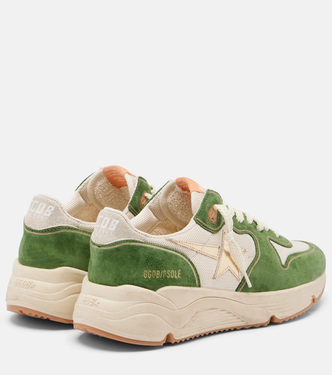 Беговые замшевые кроссовки Golden Goose, Cream/Green/Platinum — фото 2