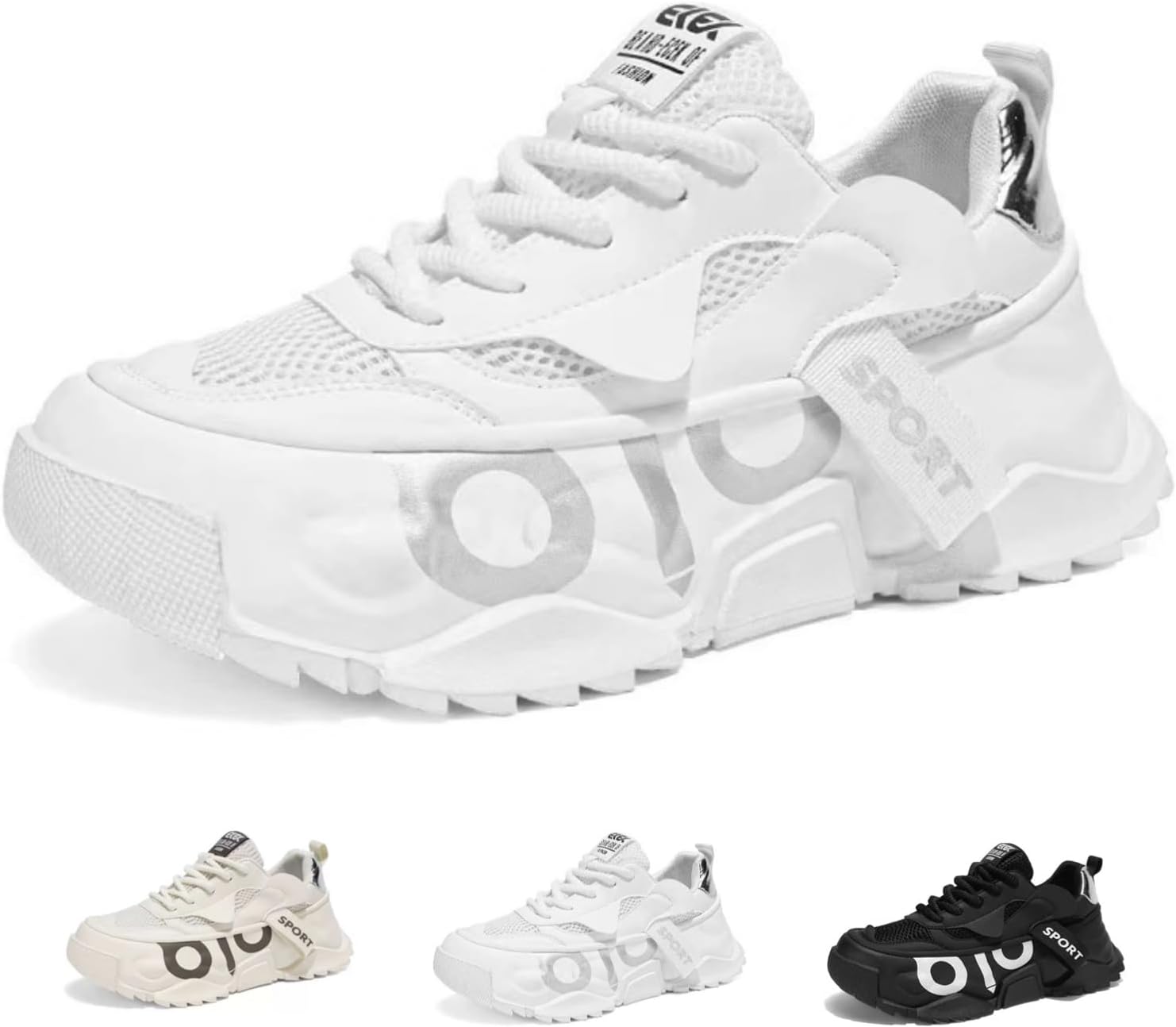 

Мужские модные массивные кроссовки на платформе MACEFIL, удобные, дышащие, с противоскользящей подошвой, для улицы и спорта, белый