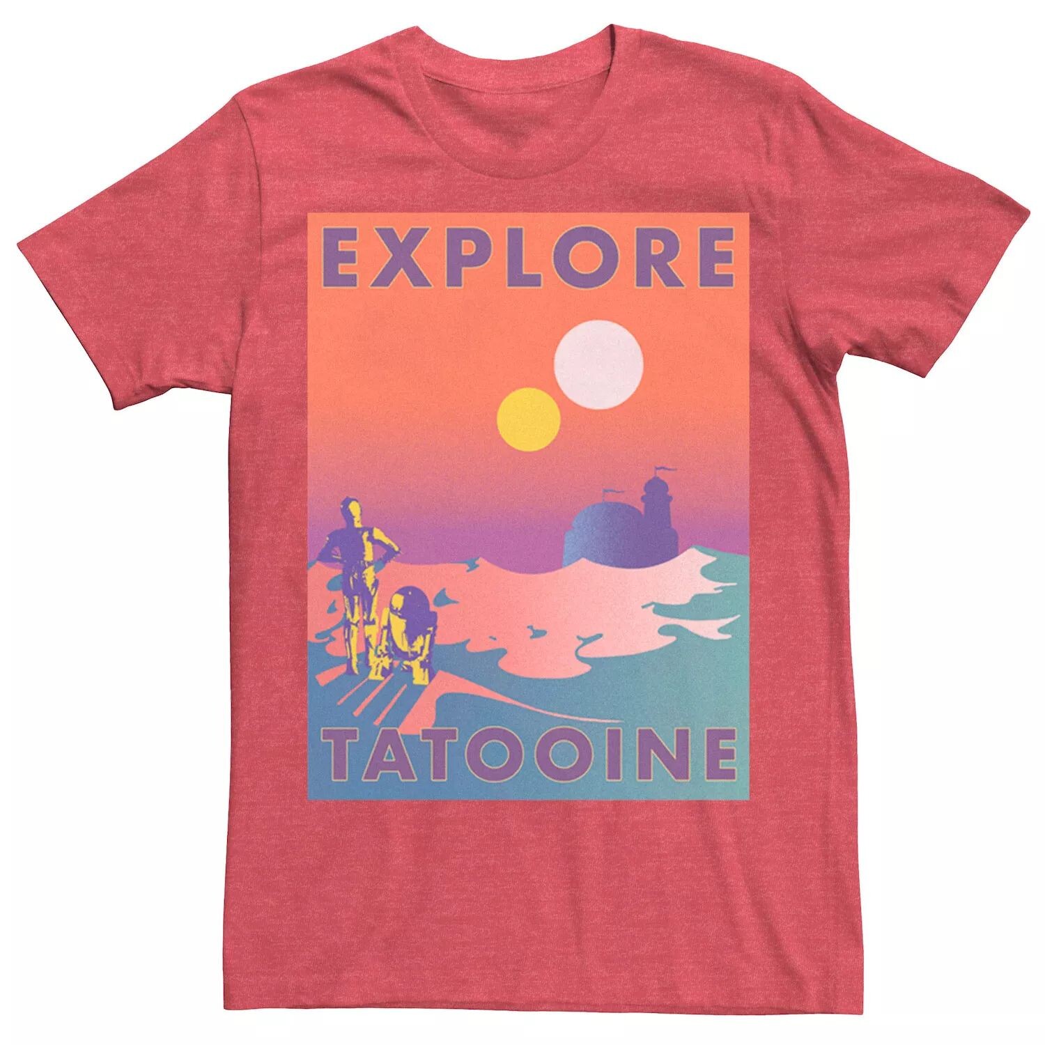 

Мужская футболка с плакатом Explore Tatooine Faded Retro C-3PO и R2-D2 Star Wars