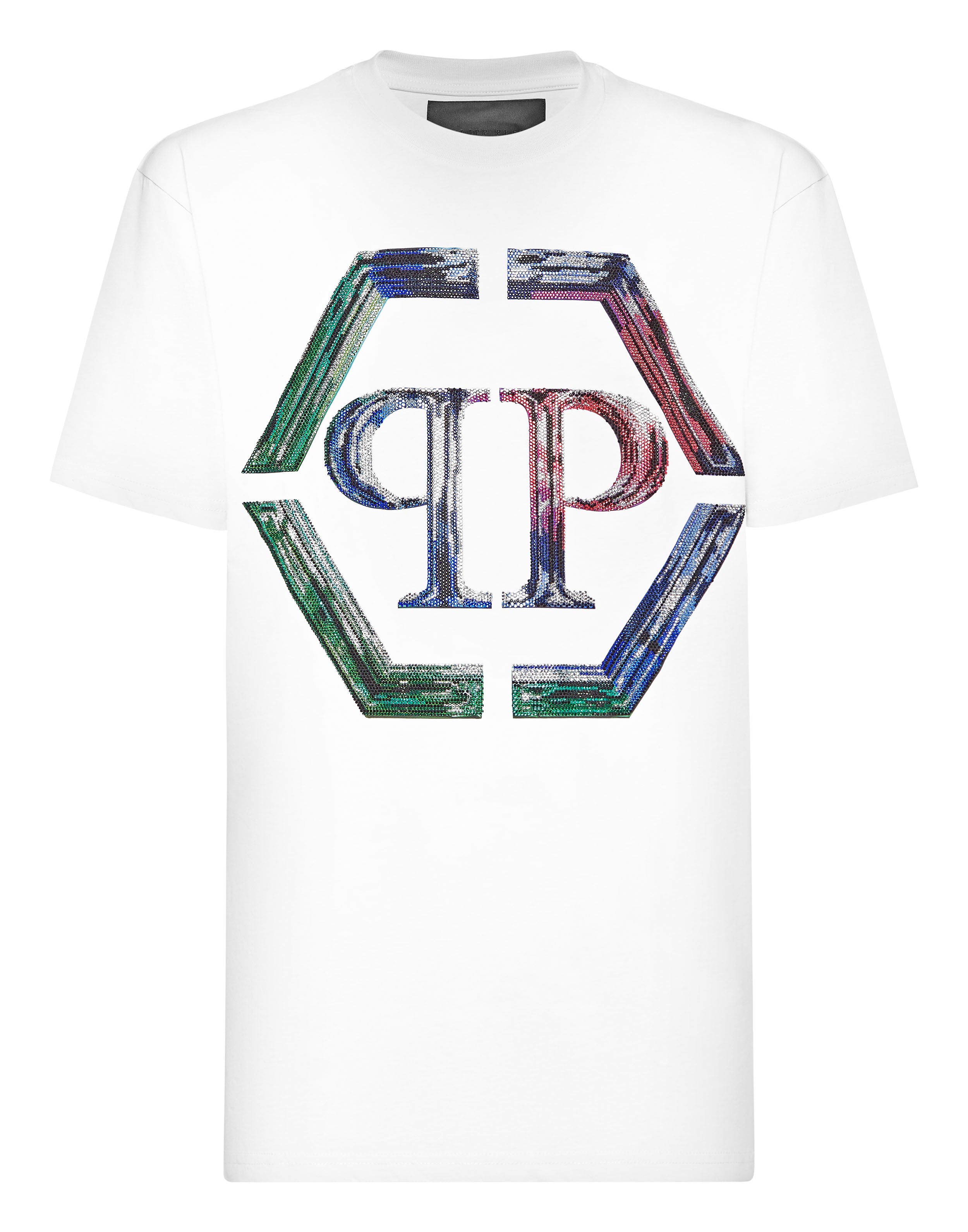 

Футболка с круглым вырезом SS Strass Hexagon PHILIPP PLEIN, белый