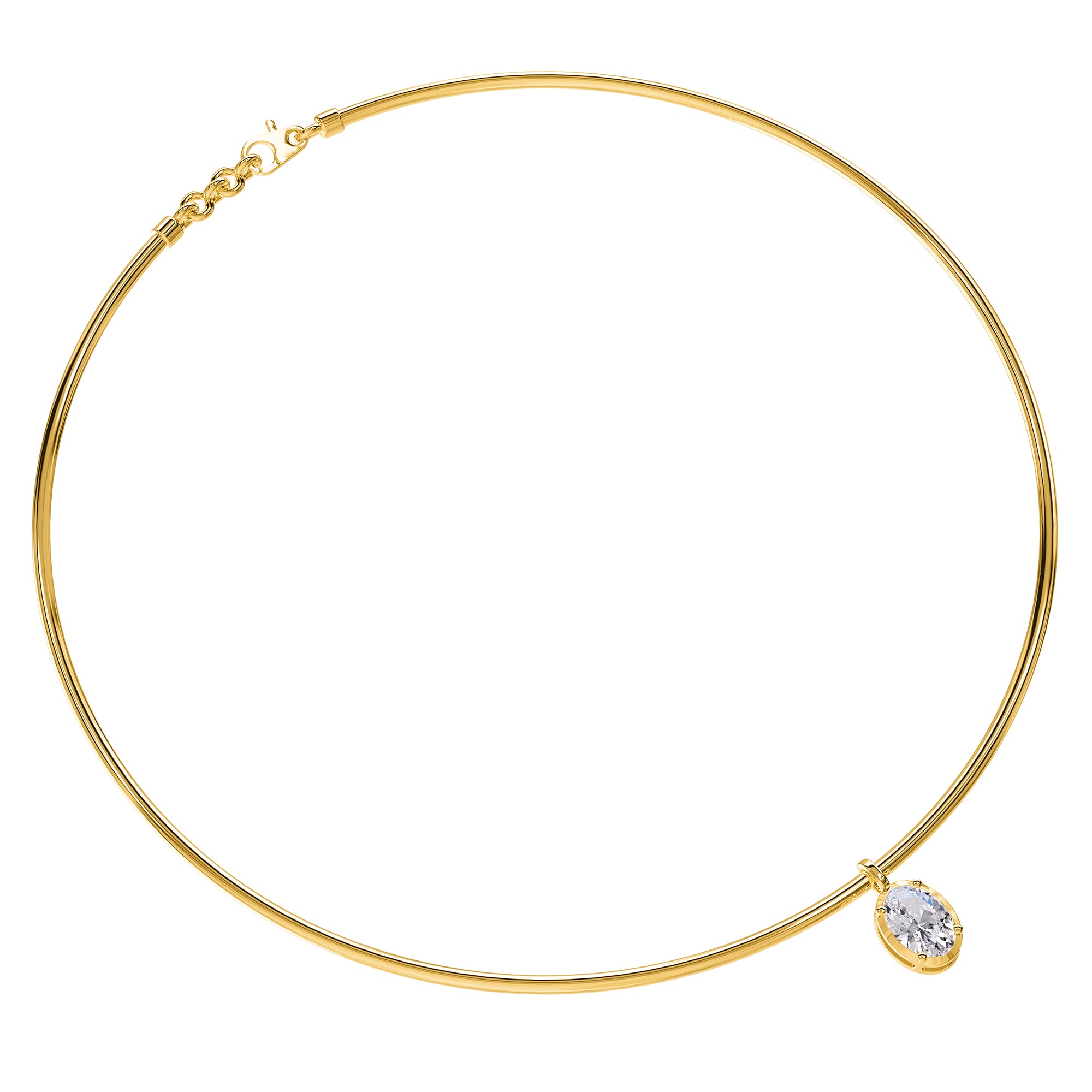 

Ожерелье с подвеской из 14-каратного желтого золота с выращенными в лаборатории бриллиантами овальной огранки 1,25 карата, 18 дюймов, VVS-VS, EF Diamond2Deal, желтый