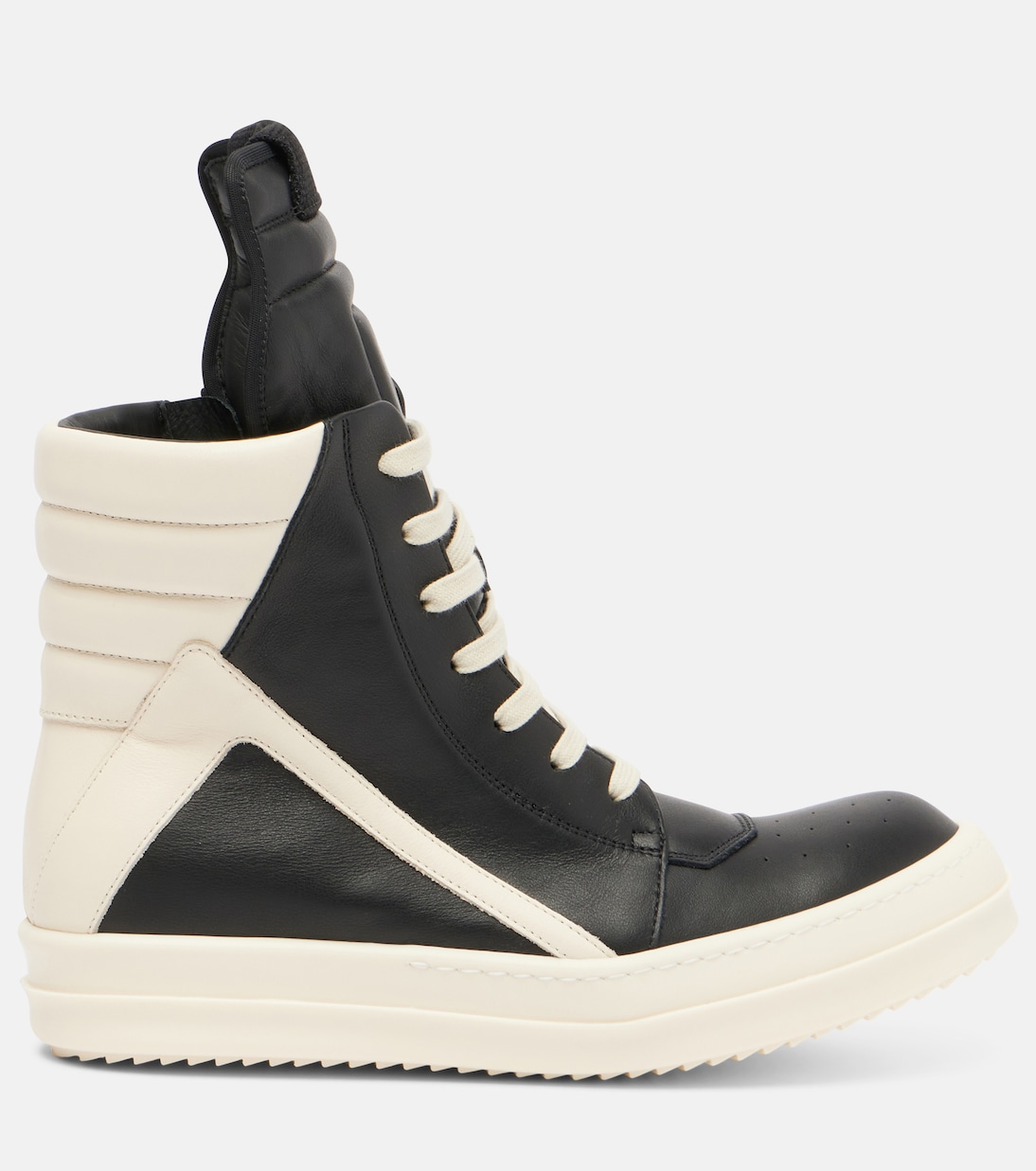Кожаные кроссовки Geobasket Rick Owens, Black/Milk/Milk — фото 4