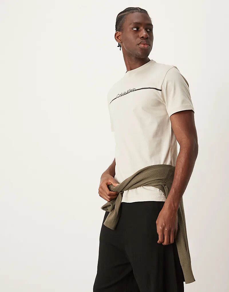 

Футболка с логотипом line в цвете «кремовый» Calvin Klein