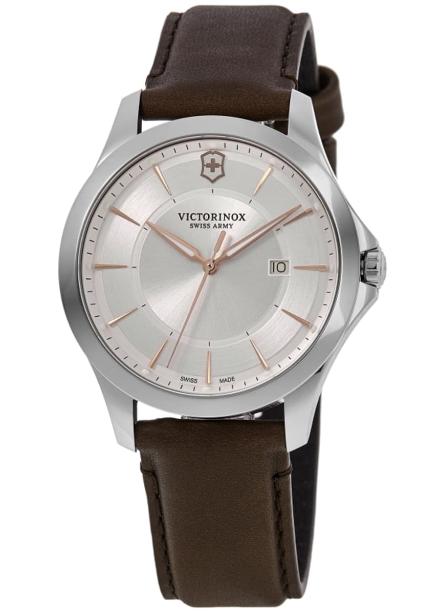 

Victorinox Swiss Army Alliance кварцевые мужские часы с белым циферблатом и коричневым кожаным ремешком 241907