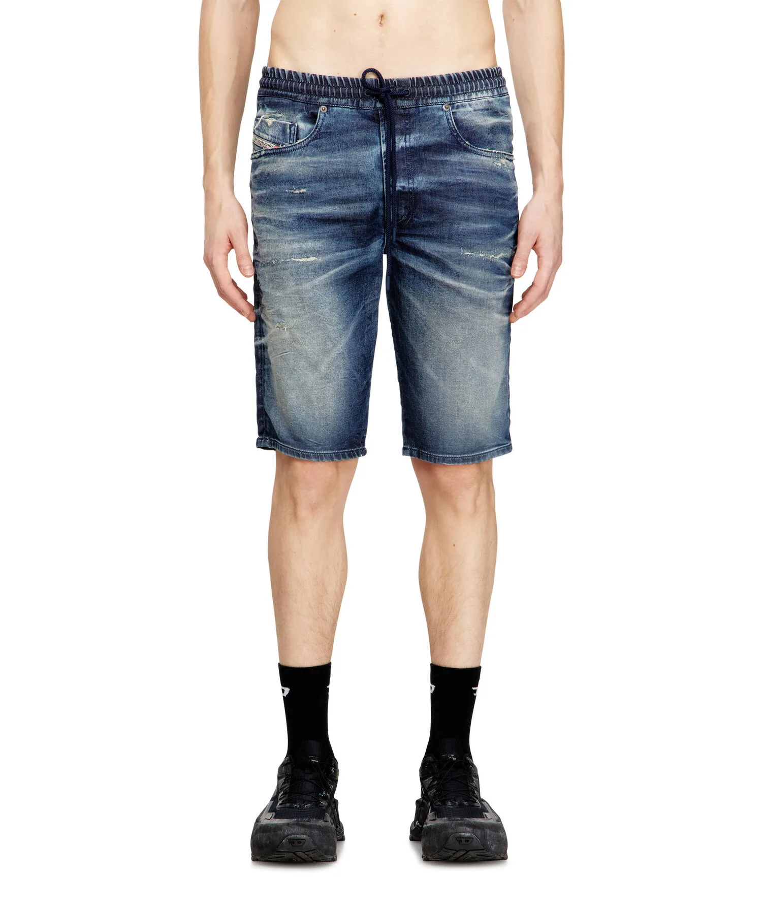 Мужские джинсовые шорты D-KROOLEY-SHORT JOGG DIESEL тёмно-синие