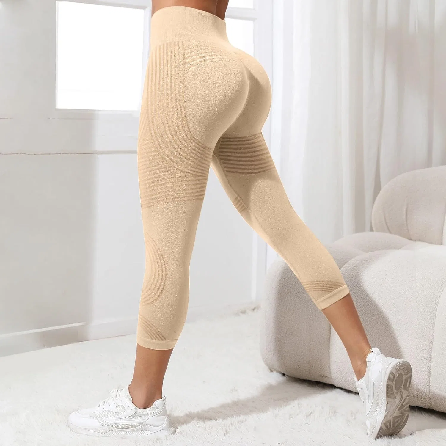 Женские леггинсы для фитнеса с эффектом подъема ягодиц, Light Yellow — фото 2