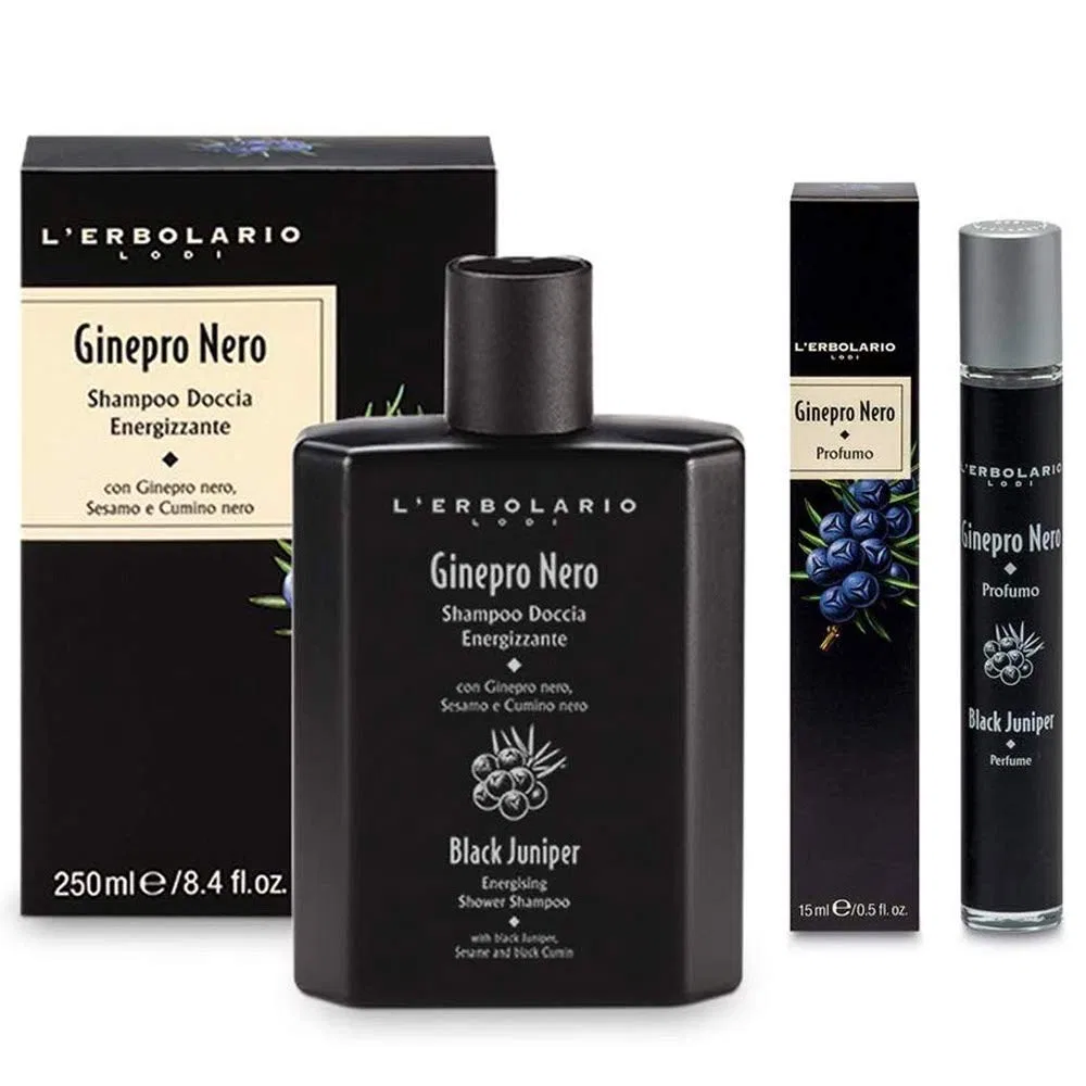 Подарочный набор Erbolario Ginepro Black Duo: шампунь-гель для душа 250 мл + парфюм 15 мл L'Erbolario