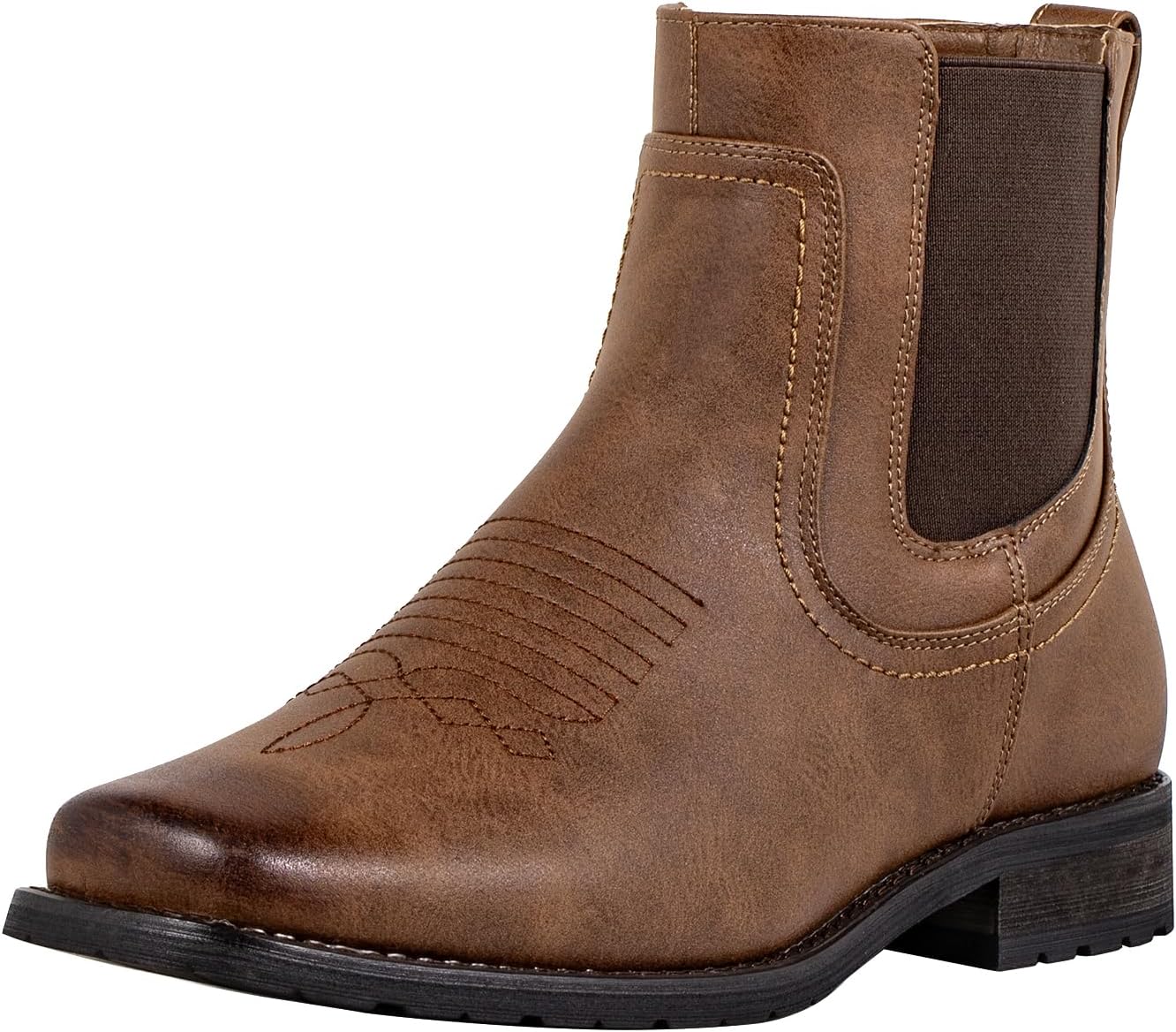 

Мужские ковбойские сапоги с квадратным носком, ботинки Челси до щиколотки, сапоги для мужчин Wrangwalker, коричневый