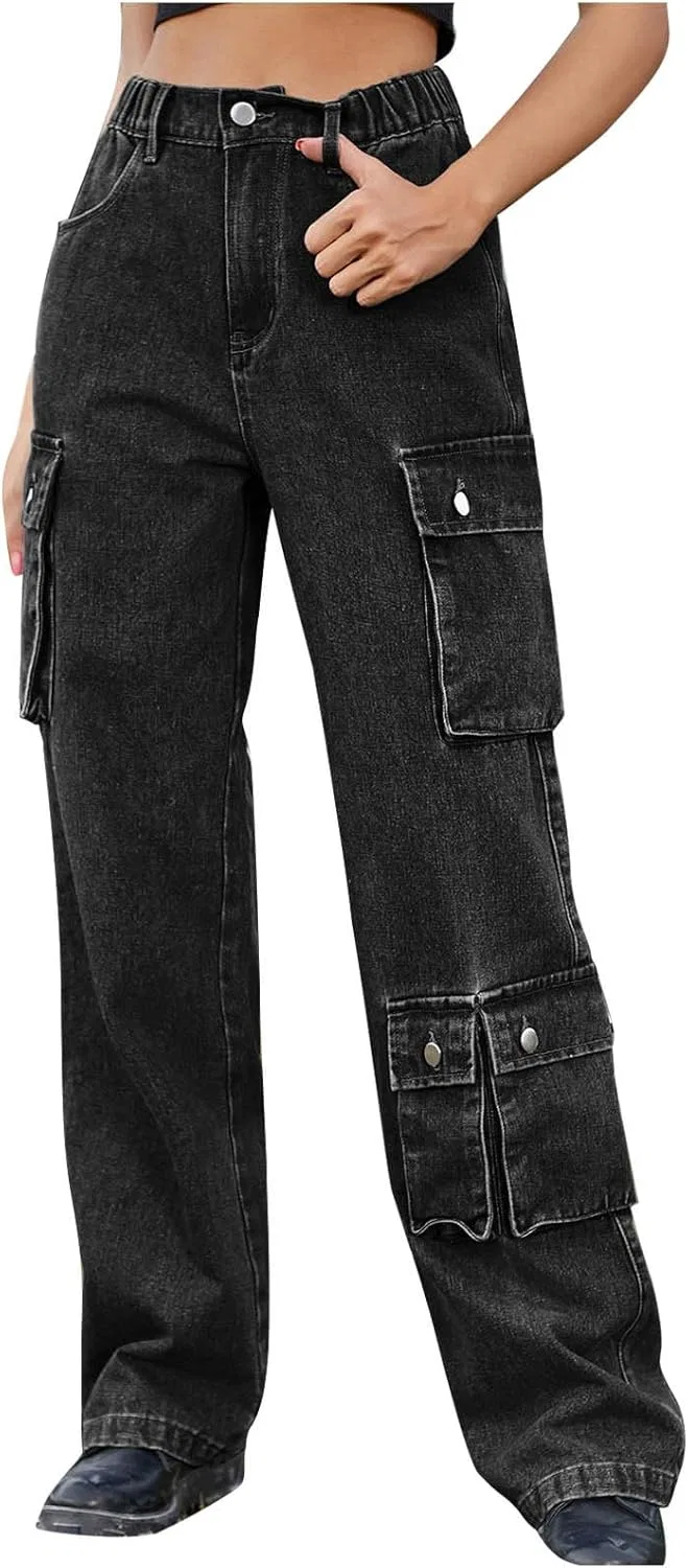 Джинсы карго женские, свободные, Dark Gray