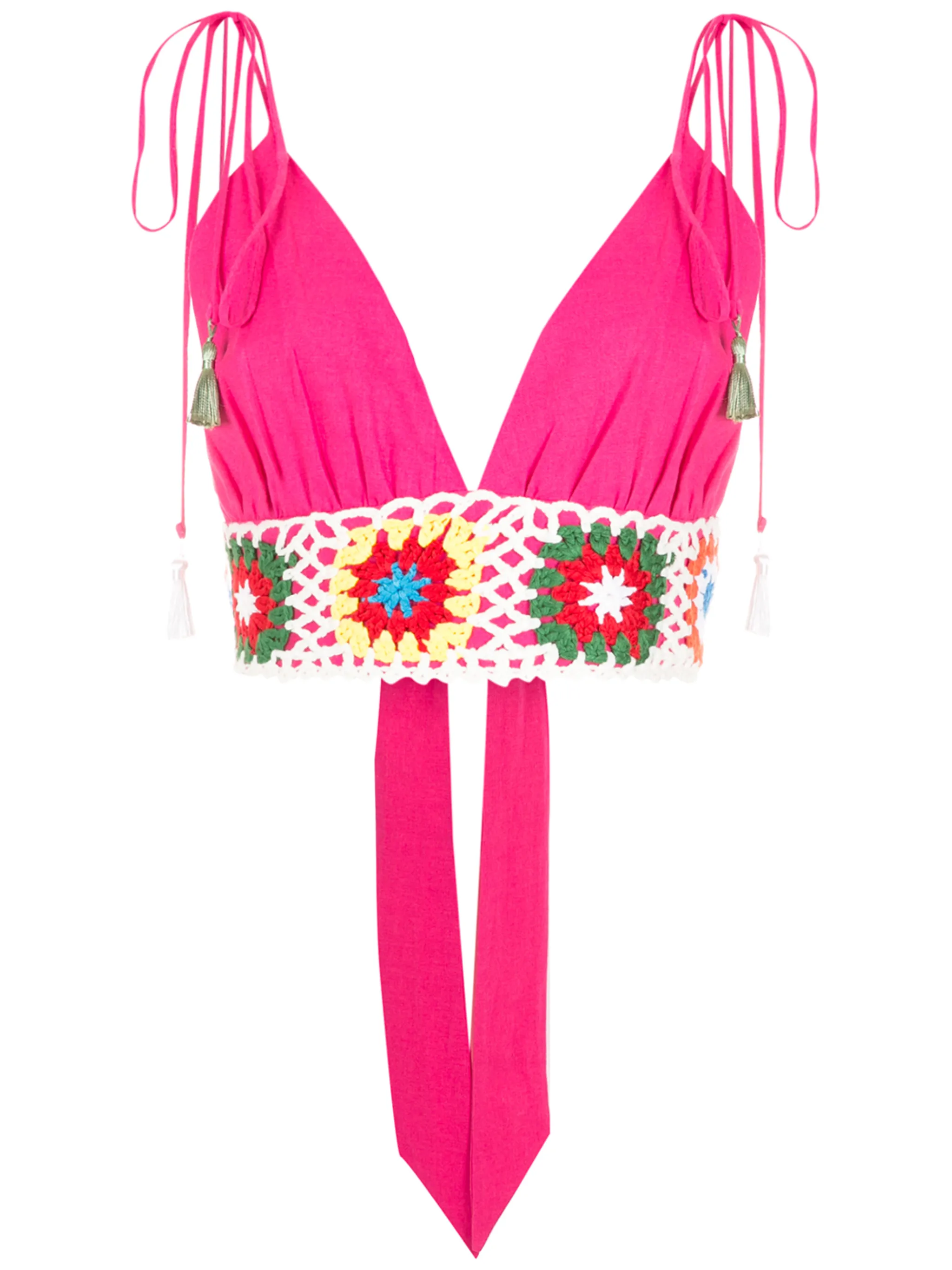 

Укороченный топ с отделкой в технике кроше Olympiah, розовый