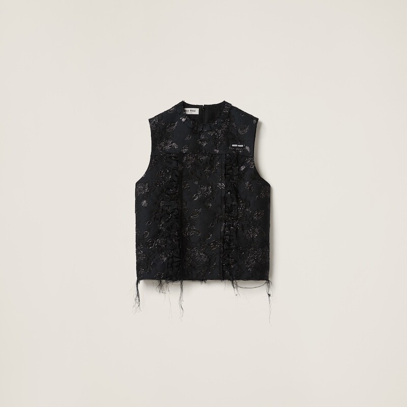 

Топ с вафельным узором Miu Miu, черный