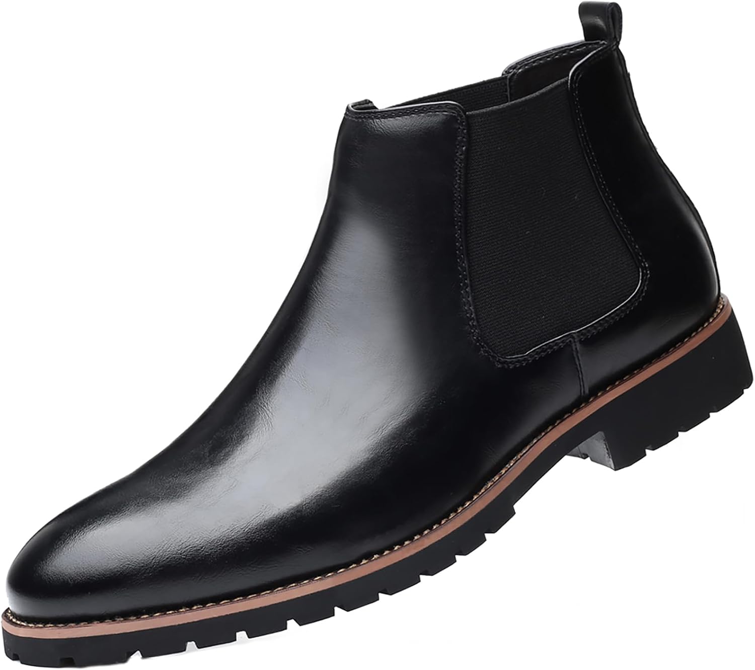 

Мужские кожаные ботинки-челси повседневного стиля, классика ретро, эластичные, без шнуровки, с низким каблуком, деловые ботильоны, модные, формальные, на свадьбу и вечеринку, оксфорды Qeosnbx, черный