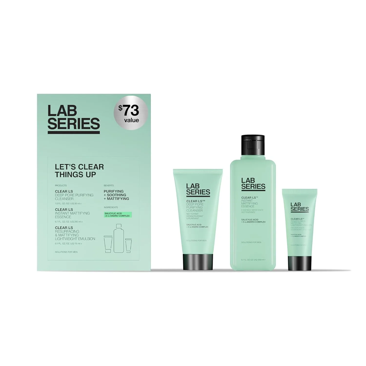 Lab Series Men's Clear LS Deep Pore Purifying Face Wash с салициловой кислотой - очищающее средство для проблемной кожи, уход для мужчин, дерматологически протестировано 1 шт.