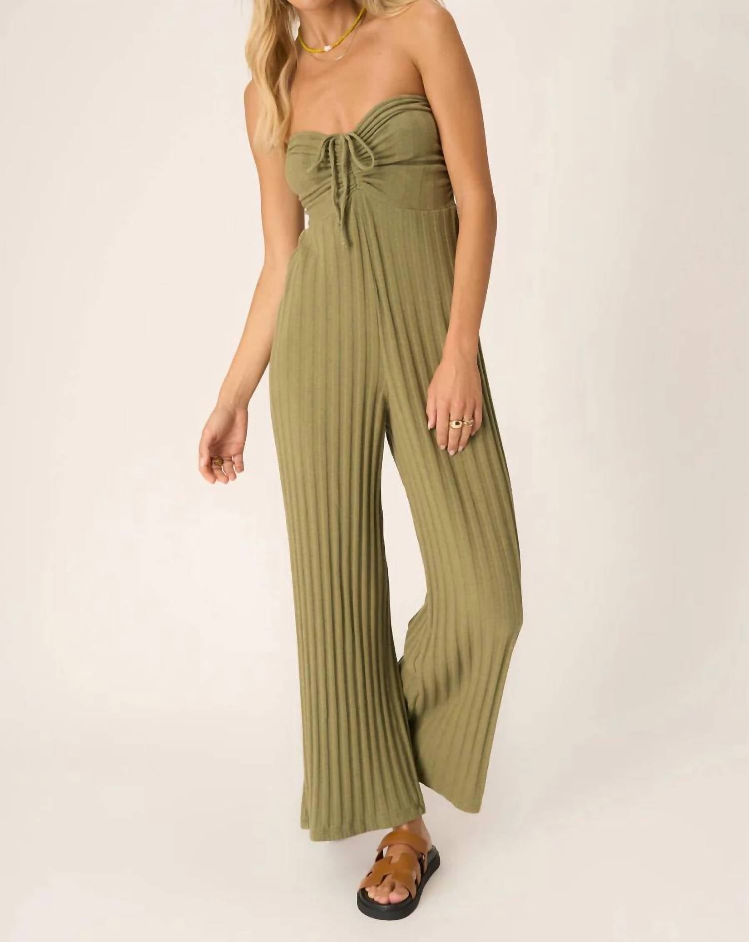 

Марсельский бесшовный ребристый комбинезон в цвете морской водоросли PROJECT SOCIAL T, Sea Kelp