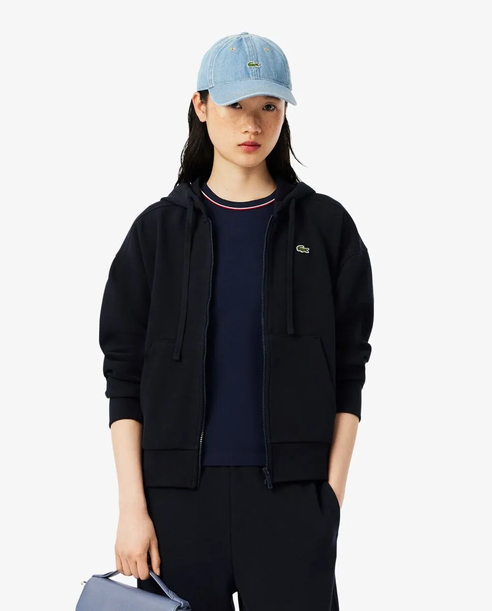 Женская толстовка Lacoste с капюшоном из пике, темно-синий — фото 2