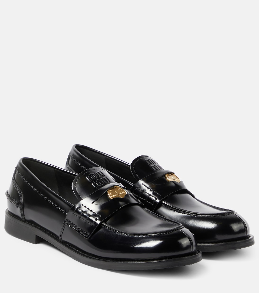 Кожаные лоферы Miu Miu, черный