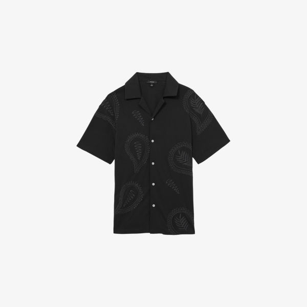 

Рубашка из хлопкового джерси с вышивкой в стиле пейсли Stockwell Reiss, черный