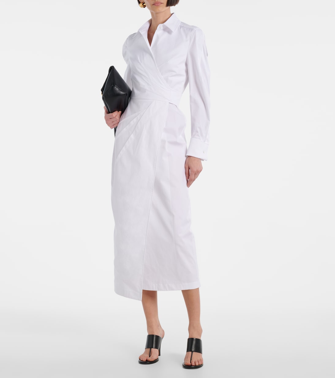 Платье-халат из хлопчатобумажной саржи Max Mara, Bianco Ottico — фото 2