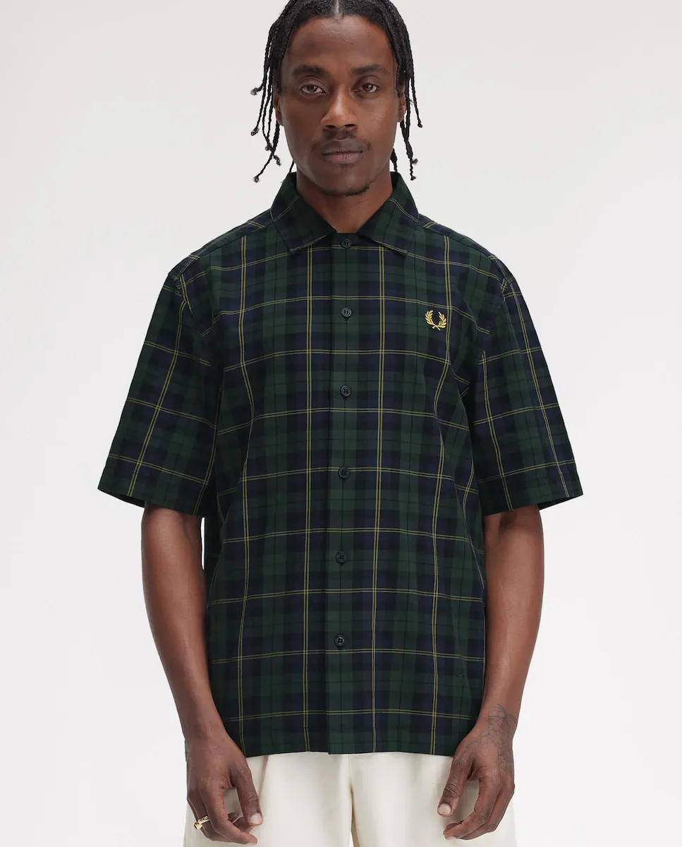 

Мужская рубашка с коротким рукавом в клетку Fred Perry, темно-зеленый
