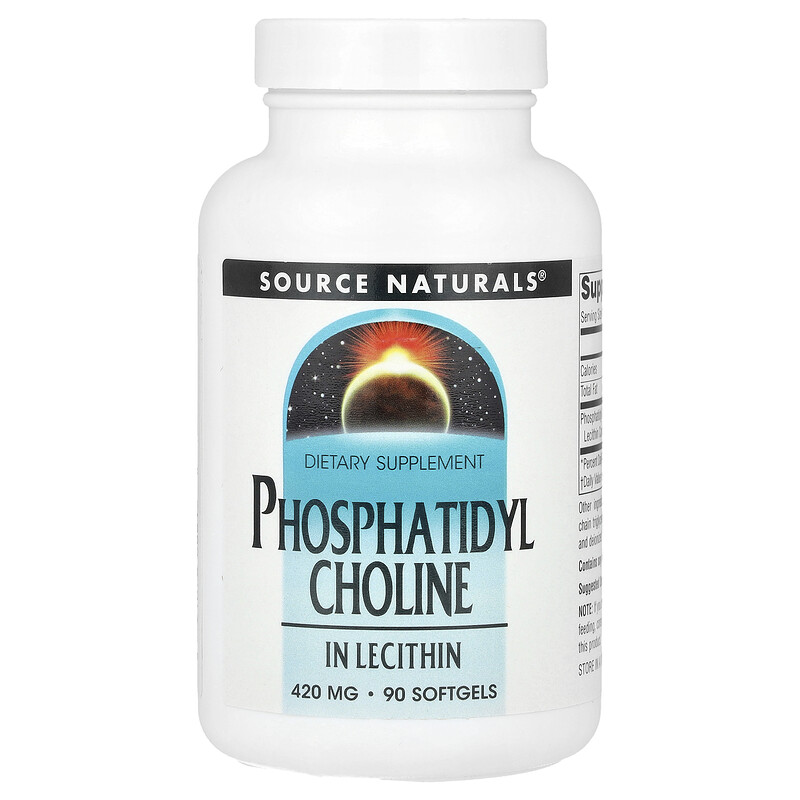 

Source Naturals, Фосфатидилхолин в лецитине, 420 мг, 90 мягких таблеток
