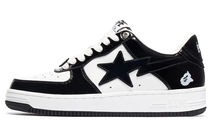 Bape Sta Лакированная Кожа Черный Белый A Bathing Ape