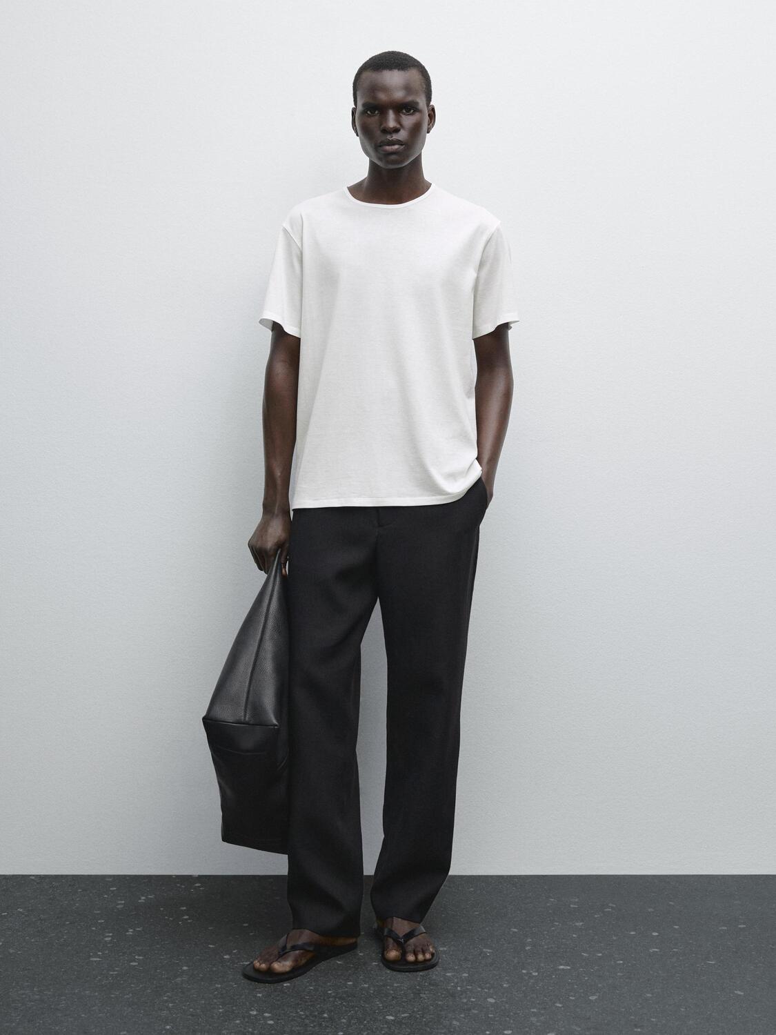 

Легкая футболка из 100% хлопка Massimo Dutti, кремовый