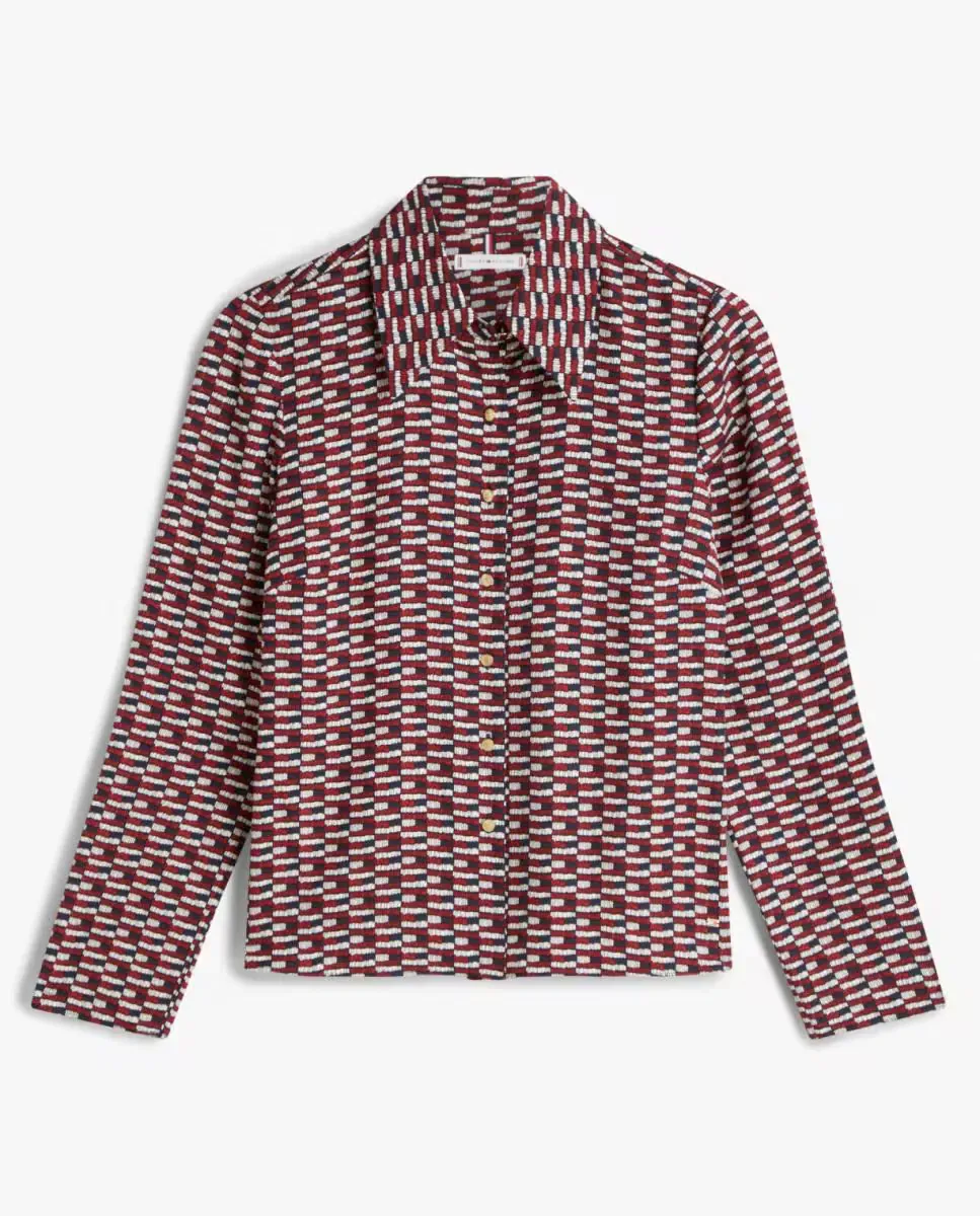 Женская рубашка из вискозы с корпоративным принтом Tommy Hilfiger, красный — фото 4