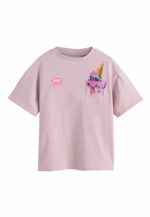 Футболка Regular fit oversized graphic print, Next, розовое мороженое